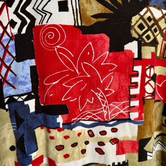 Chico’s Size 3 XL Abstract Geometric Print Long Sleeve Cotton Top - Picture 4 of 11